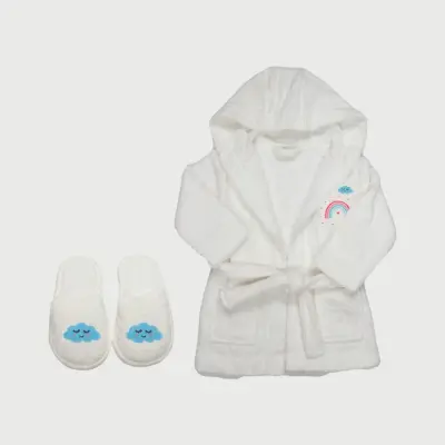 Bistyle Bebek Bornoz Luluco Rainbow Ekru Unisex