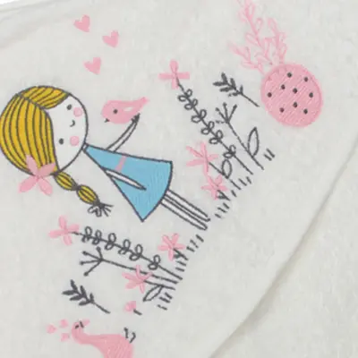 Bistyle Bebek Havlu Luluco Girl And Bird 75x75cm Ekru Unisex - 2