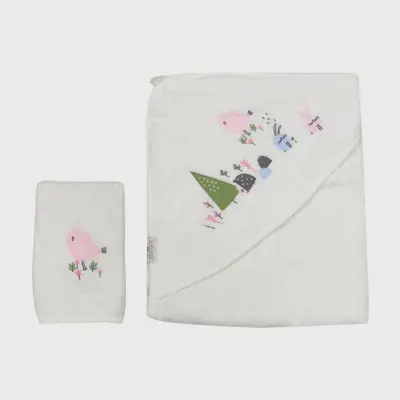 Bistyle Bebek Havlu Luluco Rabbit And Friends 75x75cm Ekru Unisex