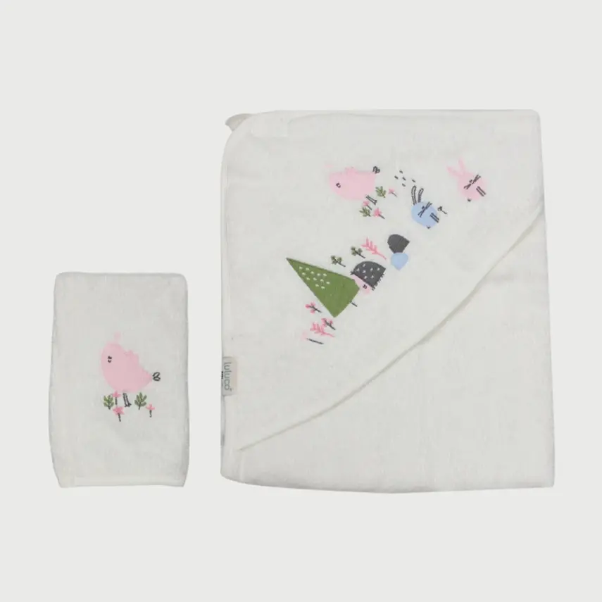 Bistyle Bebek Havlu Luluco Rabbit And Friends 75x75cm Ekru Unisex - 1