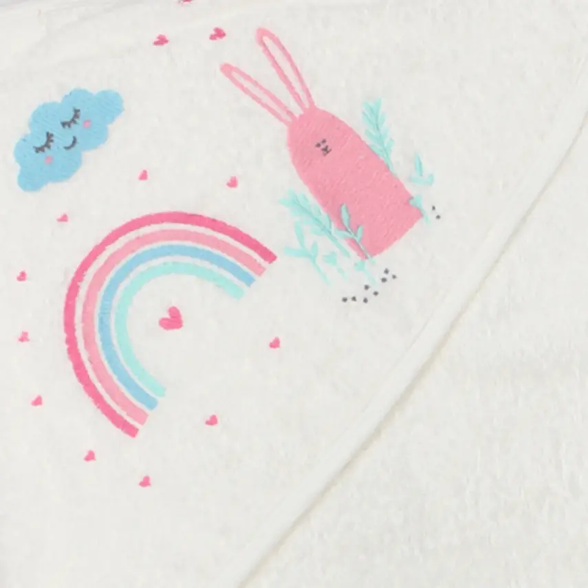 Bistyle Bebek Havlu Luluco Rainbow 75x75cm Ekru Unisex - 2