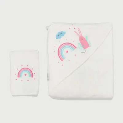 Bistyle Bebek Havlu Luluco Rainbow 75x75cm Ekru Unisex