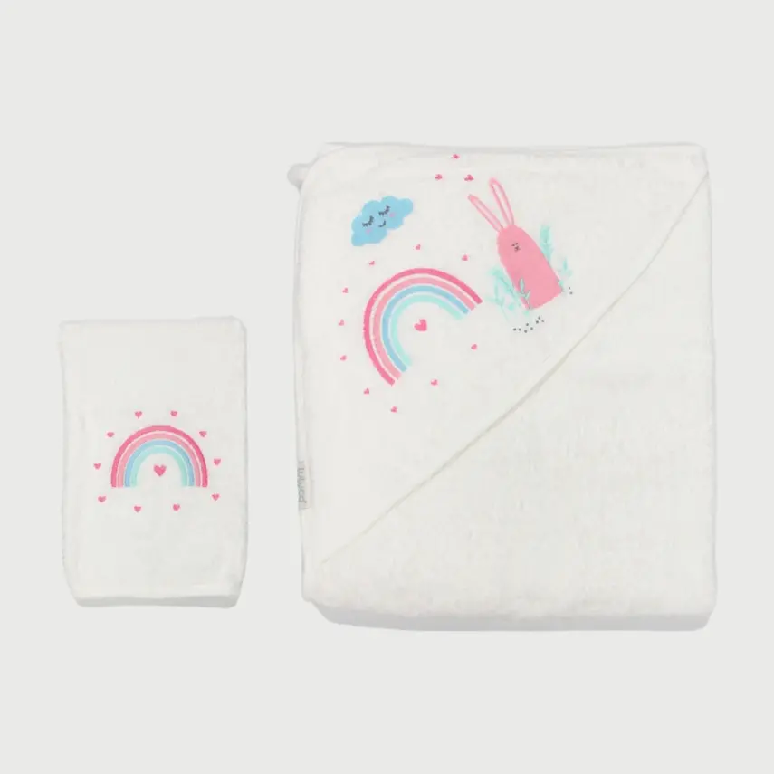 Bistyle Bebek Havlu Luluco Rainbow 75x75cm Ekru Unisex - 1