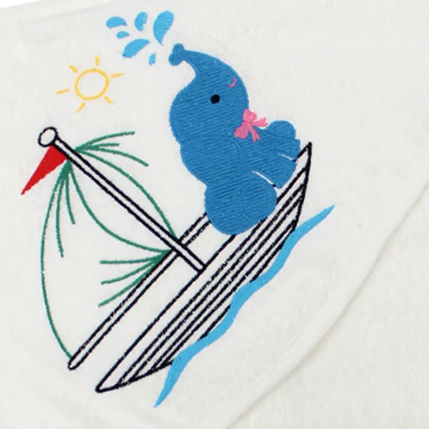 Bistyle Bebek Havlu Luluco Sea And Elephant 75x75cm Ekru Unisex - 2