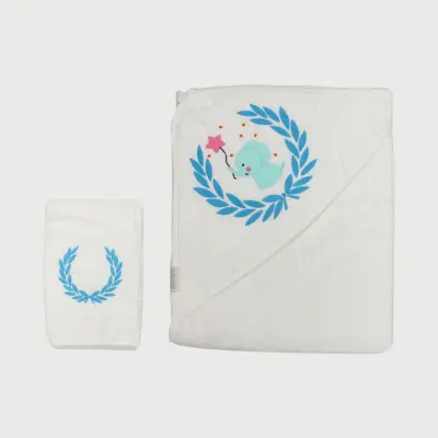 Bistyle Bebek Havlu Luluco Stars And Elephant 75x75cm Ekru Unisex 