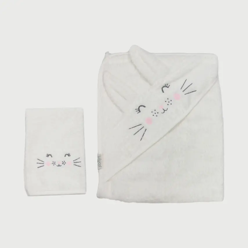 Bistyle Bebek Havlu Luluco Sweet Rabbit 75x75cm Ekru Unisex - 1