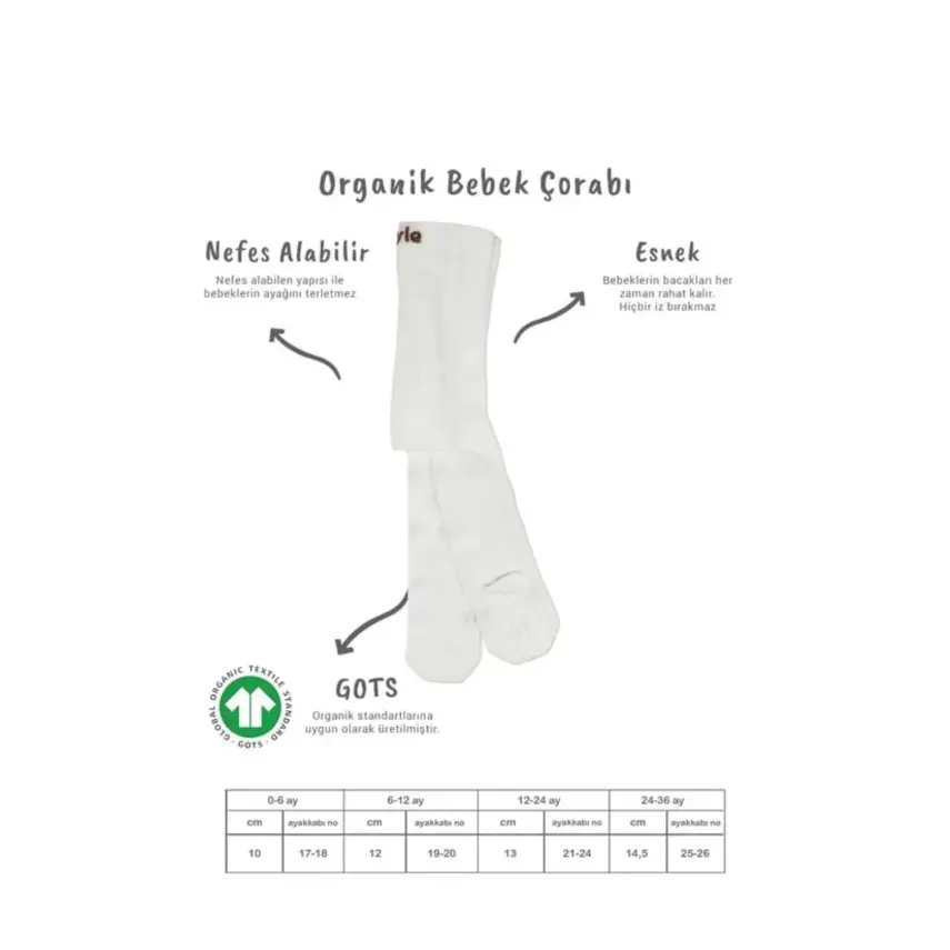 Bistyle Çorap Külotlu Kaymaz Penye Basic Ekru - 2