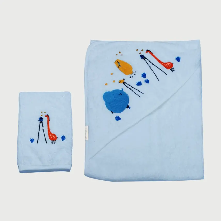 Bistyle Erkek Bebek Havlu Luluco Bird And Bear 75x75cm Mavi - 1