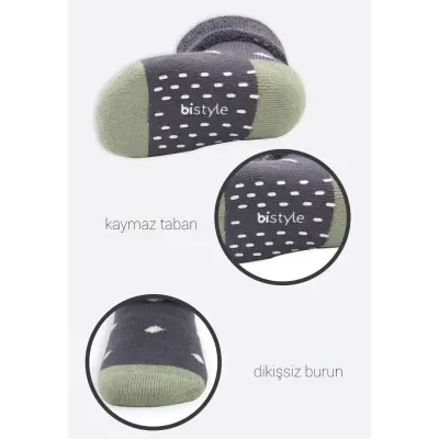 Bistyle Erkek Çorap Soket Havlu 2li Kaymaz Point Boy Antrasit - 5
