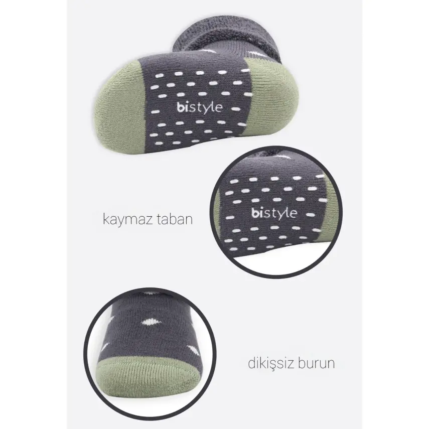 Bistyle Erkek Çorap Soket Havlu 2li Kaymaz Point Boy Antrasit - 5
