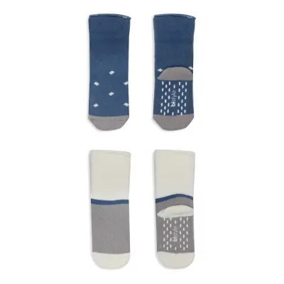 Bistyle Erkek Çorap Soket Havlu 2li Kaymaz Point Boy İndigo - Gri - 3