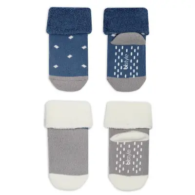 Bistyle Erkek Çorap Soket Havlu 2li Kaymaz Point Boy İndigo - Gri - 2