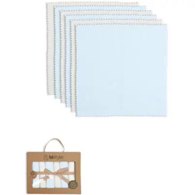 Bistyle Erkek Mendil 6lı Penye Colours Kutulu Ekru - Mavi 