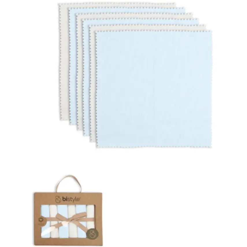 Bistyle Erkek Mendil 6lı Penye Colours Kutulu Ekru - Mavi - 1