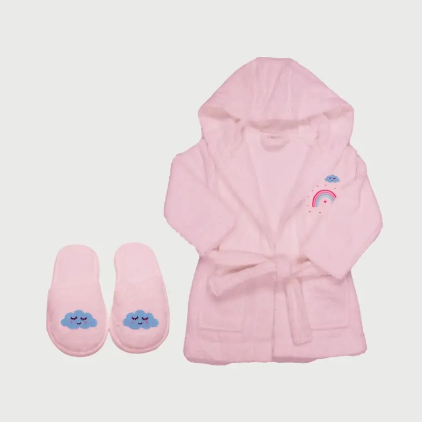 Bistyle Kız Bebek Bornoz Luluco Rainbow Pembe - 1