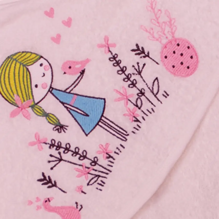 Bistyle Kız Bebek Havlu Luluco Girl And Bird 75x75cm Pembe - 2