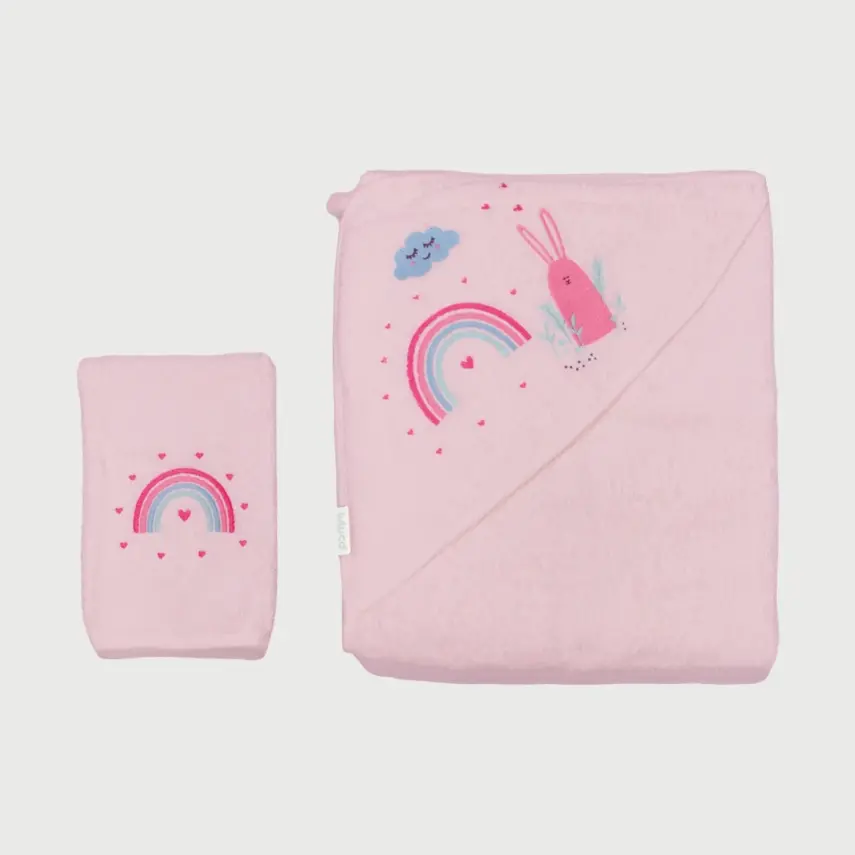 Bistyle Kız Bebek Havlu Luluco Rainbow 75x75cm Pembe - 1