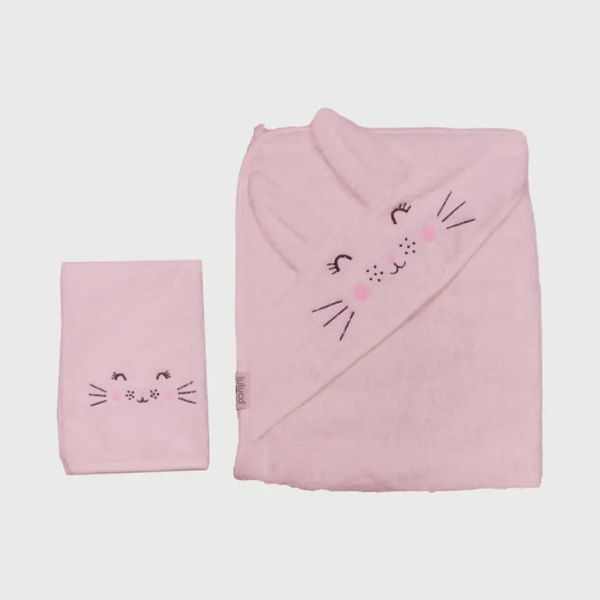 Bistyle Kız Bebek Havlu Luluco Sweet Rabbit 75x75cm Pembe - 1