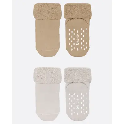Bistyle Kız Çorap Soket Havlu 2li Kaymaz Basic Boy Bej - Natural - 2