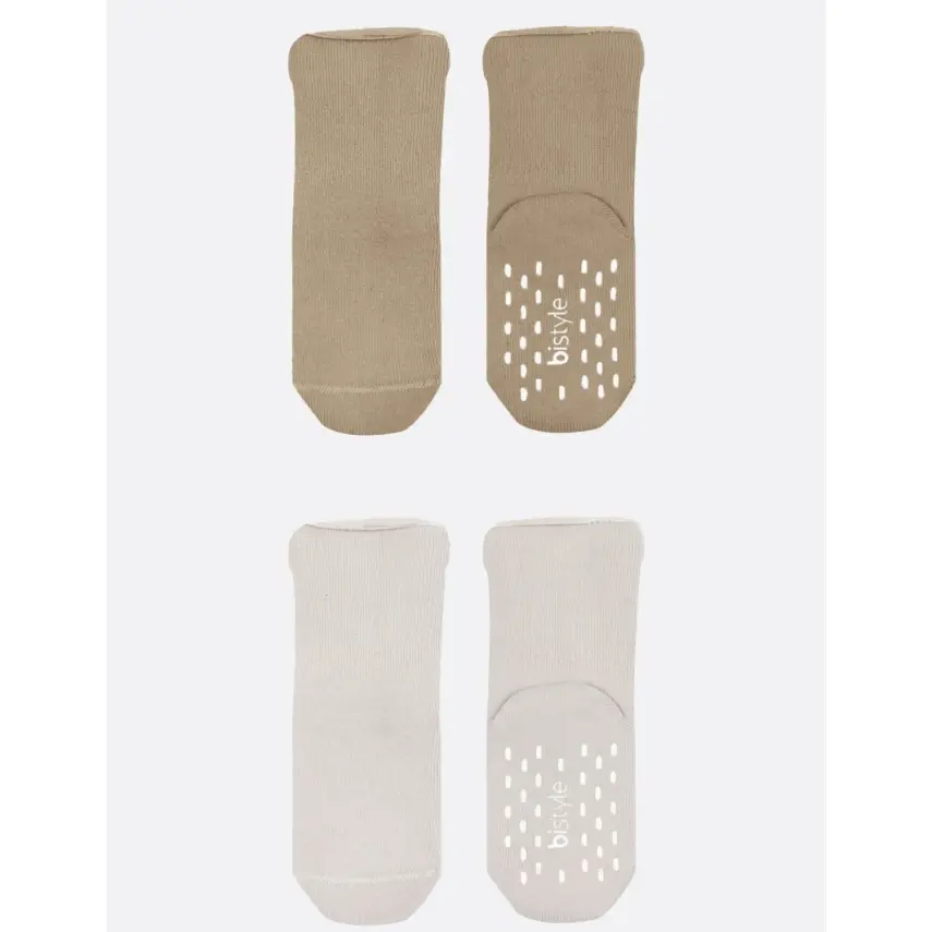 Bistyle Kız Çorap Soket Havlu 2li Kaymaz Basic Boy Bej - Natural - 3