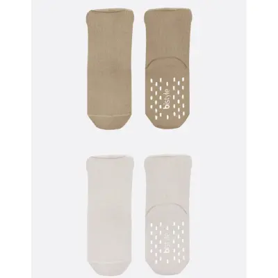 Bistyle Kız Çorap Soket Havlu 2li Kaymaz Basic Boy Bej - Natural - 6