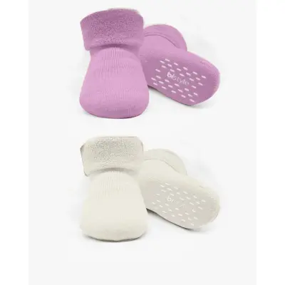 Bistyle Kız Çorap Soket Havlu 2li Kaymaz Basic Girl Gül Kurusu - Natural - 2