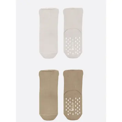 Bistyle Kız Çorap Soket Havlu 2li Kaymaz Basic Girl Natural - Bej - 6
