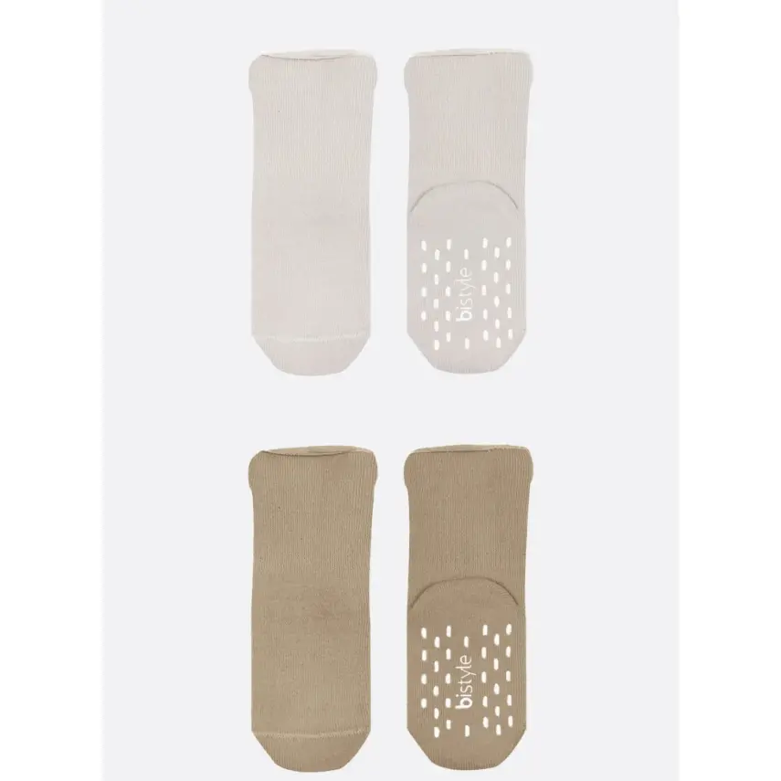 Bistyle Kız Çorap Soket Havlu 2li Kaymaz Basic Girl Natural - Bej - 6