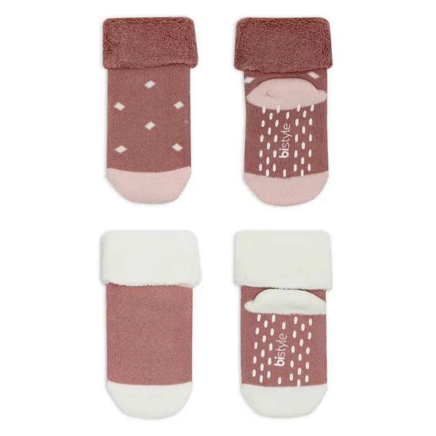 Bistyle Kız Çorap Soket Havlu 2li Kaymaz Point Girl Pudra - Pembe - 3