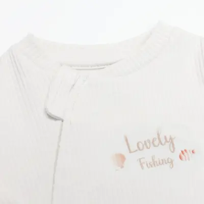 Bistyle Kız Tulum Fermuarlı Modal Lovely Fishing Ekru - 2