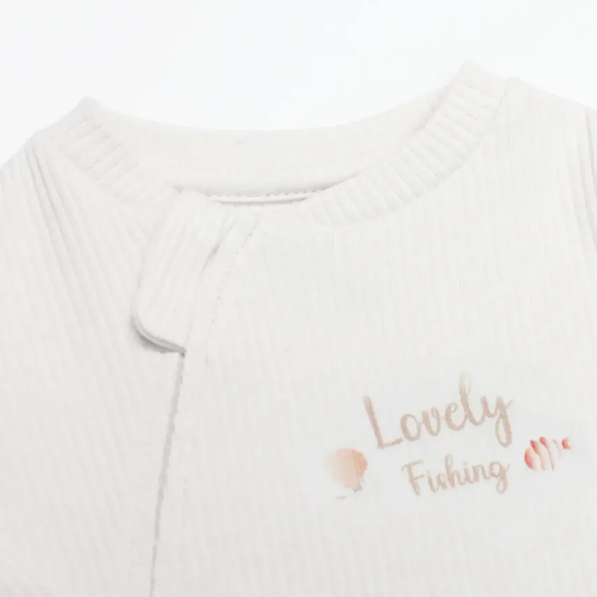 Bistyle Kız Tulum Fermuarlı Modal Lovely Fishing Ekru - 2