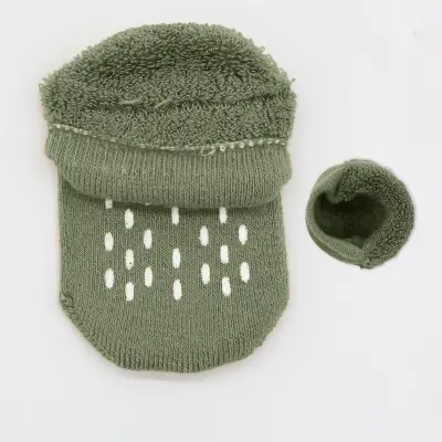 Bistyle Organik Çorap Sneakers Havlu 2li Kaymaz Basic Nil - Bej - 4