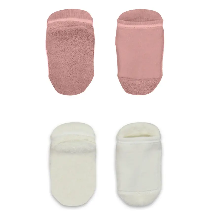 Bistyle Organik Çorap Sneakers Havlu 2li Kaymaz Basic Pudra - Ekru - 3
