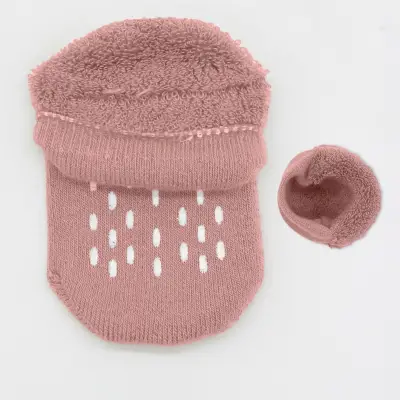 Bistyle Organik Çorap Sneakers Havlu 2li Kaymaz Basic Pudra - Ekru - 4