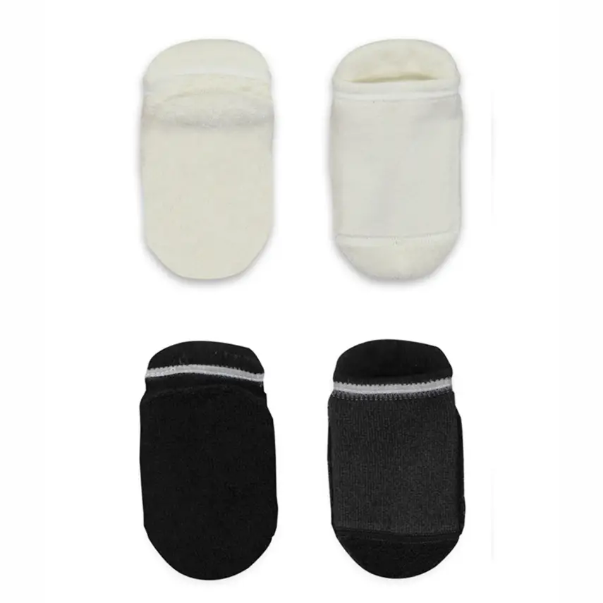 Bistyle Organik Çorap Sneakers Havlu 2li Kaymaz Basic Siyah - Ekru - 3