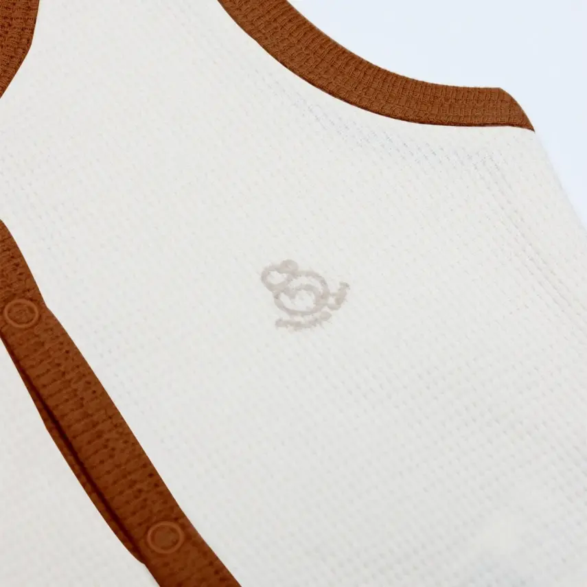 Bistyle Organik Yelek Waffle Natural Style Çikolata - Krem - 7