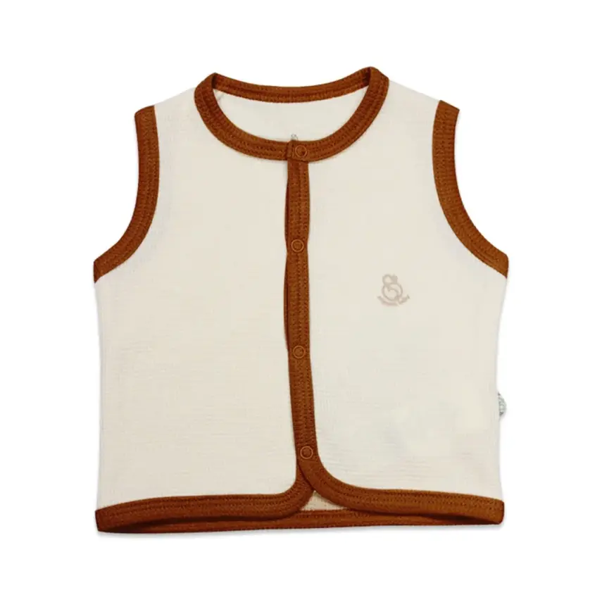 Bistyle Organik Yelek Waffle Natural Style Çikolata - Krem - 1