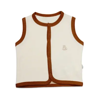 Bistyle Organik Yelek Waffle Natural Style Çikolata - Krem - 5