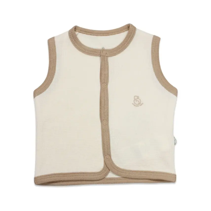 Bistyle Organik Yelek Waffle Natural Style Kahve Köpüğü - Krem - 1