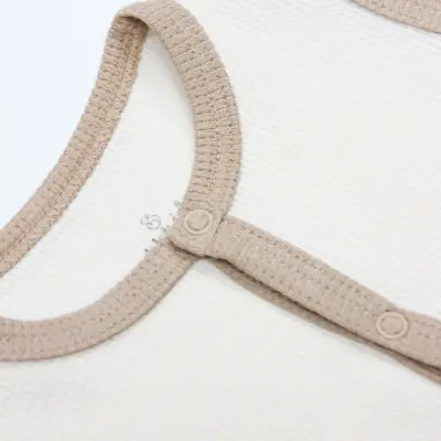 Bistyle Organik Yelek Waffle Natural Style Kahve Köpüğü - Krem - 3