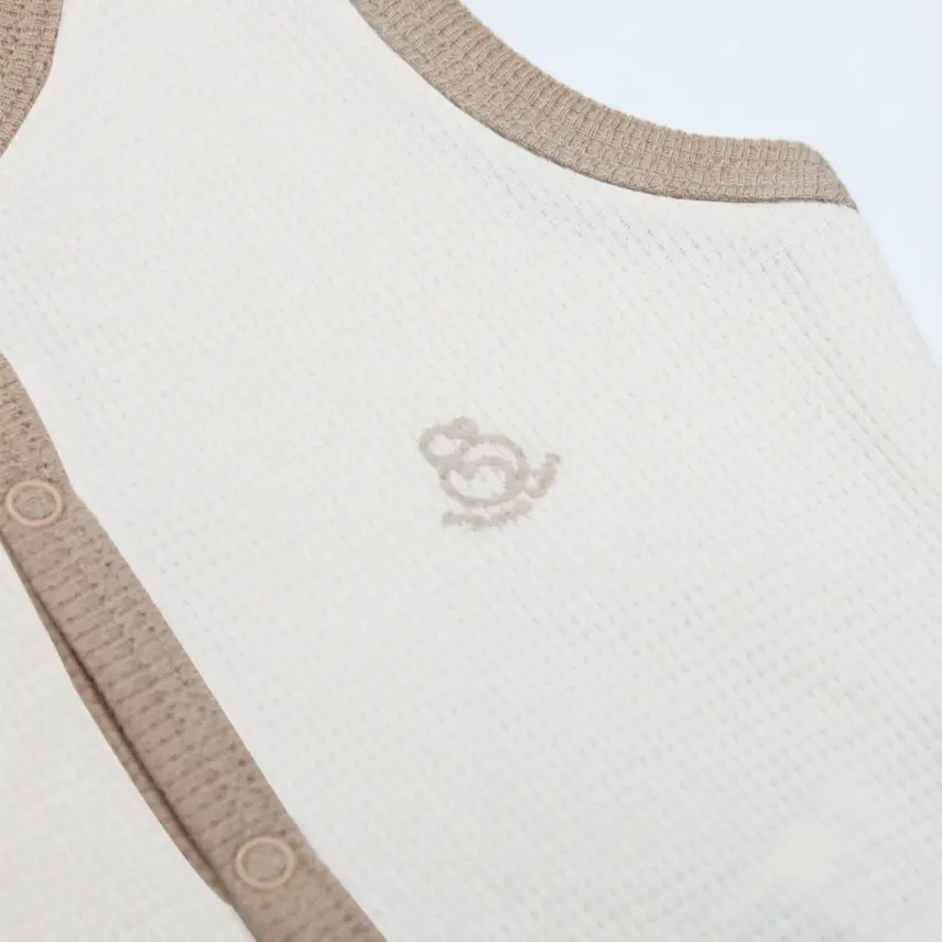 Bistyle Organik Yelek Waffle Natural Style Kahve Köpüğü - Krem - 2