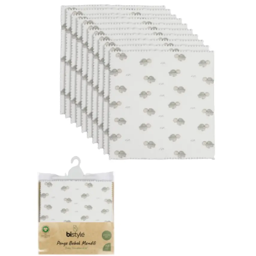 Bistyle Unisex Mendil 10lu Penye Tortose Küçük Boy Ekru - 1