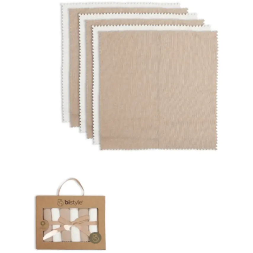 Bistyle Unisex Mendil 6lı Penye Colours Kutulu Ekru - Kahverengi - 1