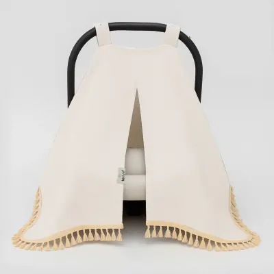 Bistyle Unisex Müslin Puset Yüz Örtüsü Püsküllü Ekru