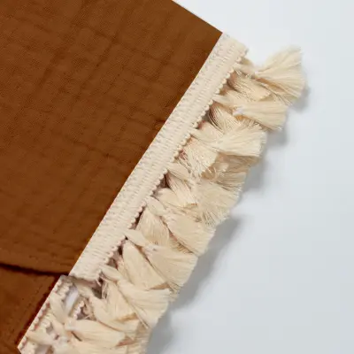 Bistyle Unisex Müslin Puset Yüz Örtüsü Püsküllü Kiremit - 3