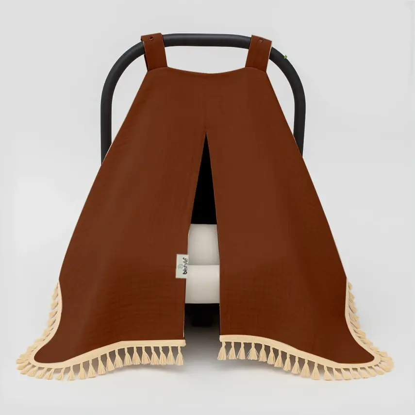 Bistyle Unisex Müslin Puset Yüz Örtüsü Püsküllü Kiremit - 1