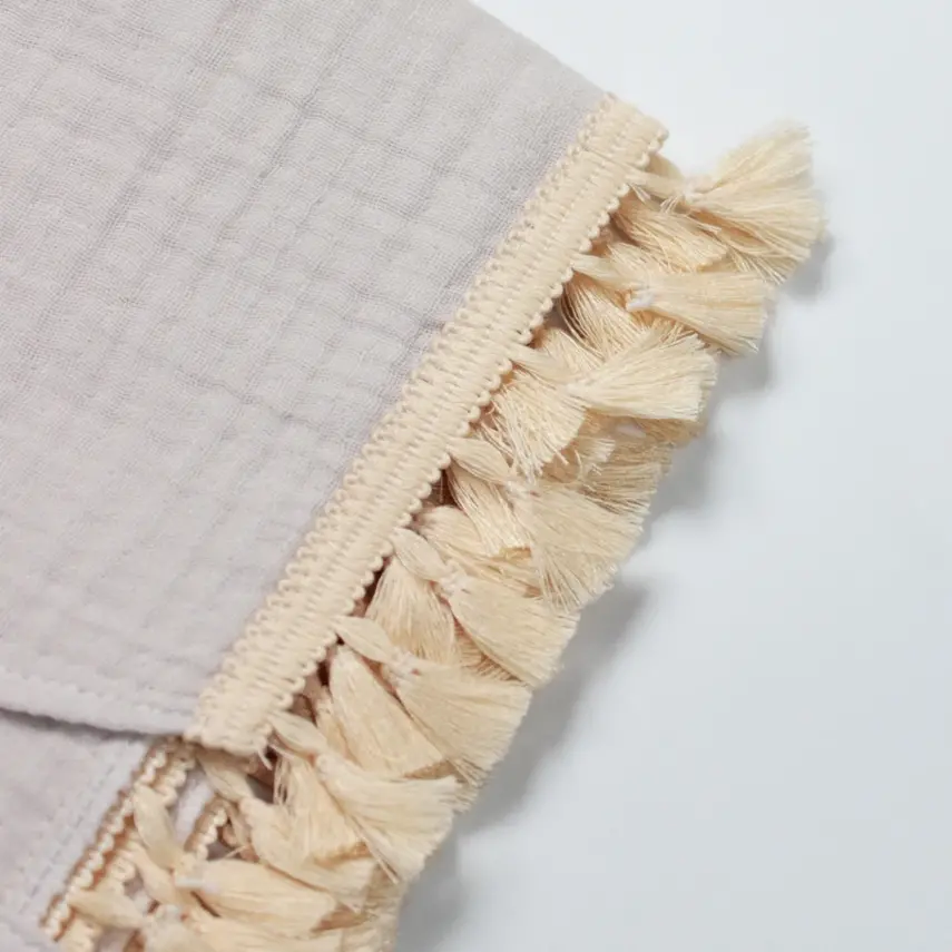 Bistyle Unisex Müslin Puset Yüz Örtüsü Püsküllü Taş - 3