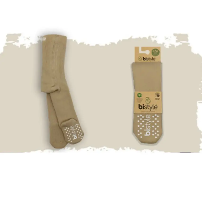 Bistyle Unisex Organik Çorap Külotlu Kaymaz Havlu Bej - 2