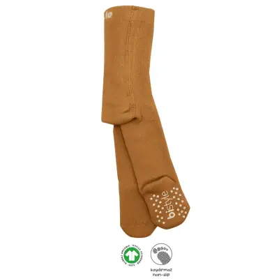 Bistyle Unisex Organik Çorap Külotlu Kaymaz Havlu Hardal