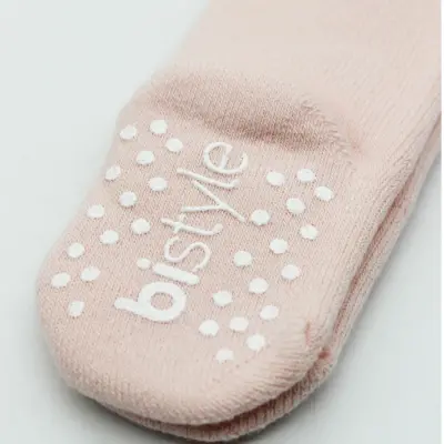 Bistyle Unisex Organik Çorap Külotlu Kaymaz Havlu Pembe - 2